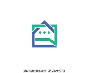 Home Chat Logo Concept symbol sign icon Element Design. Speak, Talk, Bubble, Realtor, Real Estate, House, Consulting Logotype. Vector illustration template