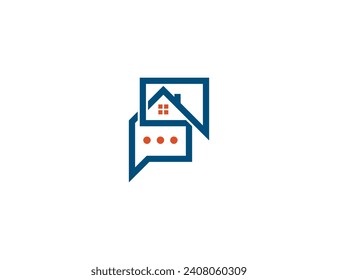 Diseño de elementos de símbolo de símbolo de símbolo de concepto de logotipo de conversación en casa. Charla, Burbuja, Habla, Inmobiliaria, Realtor, Casa, Logotipo Consultor. Plantilla de ilustración de vector