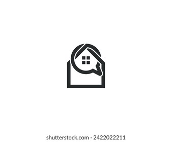 Home Chat Logo Concept symbol sign icon Element Design. Speak, Talk, Bubble, Realtor, Real Estate, House, Consulting Logotype. Vector illustration template