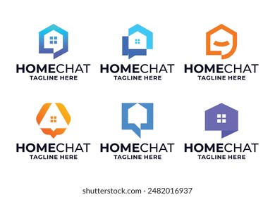 Colección de diseño de logotipo de chat en casa