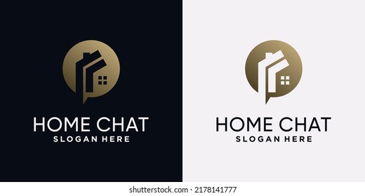 Home chat logo design template with creative concept