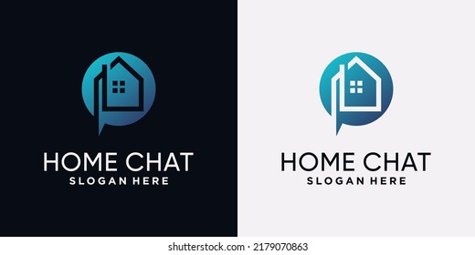 Home chat logo design template with creative concept