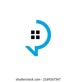 home and chat logo design vector sign