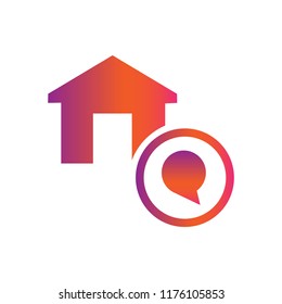 home and chat vector icon
