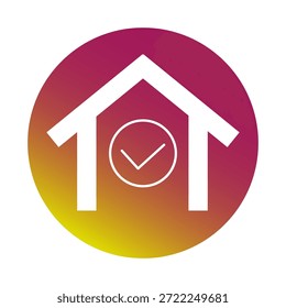 Icono de verificación de inicio. Símbolo de marca aprobado. Vector de garrapatas de la casa. Signo verificado.