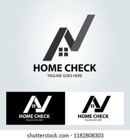 Home check logo, Creative house logo design concept. Vector illustration