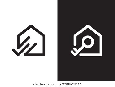 diseño del logotipo de cheques de casa. símbolo de línea simple y moderno