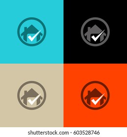 home check mark icon vector logo