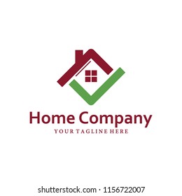 home with check mark logo vector template