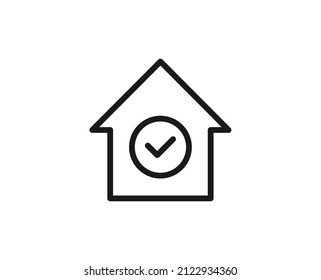Home check premium line icon. Simple high quality pictogram. Modern outline style icons. Stroke vector illustration on a white background. 