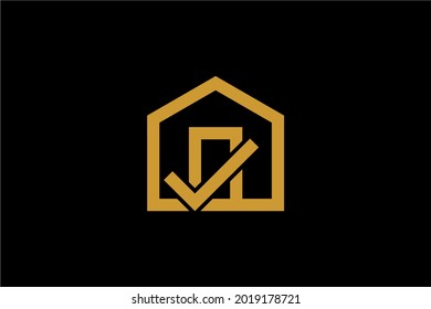 Home and checklist logo design vector. Real estate logo sign.