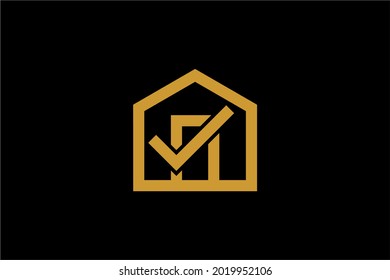 Home and checklist logo design vector. Real estate logo sign.