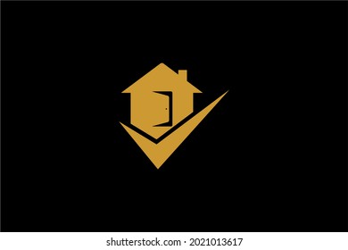 Home and checklist logo design vector. Real estate logo sign.