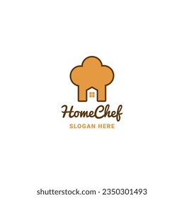 HOME AND CHEF HAT LOGO CONCEPT, RESTAURANT LOGO VECTOR ILLUSTRATION