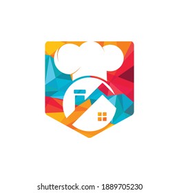 Home chef icon logo design. Cooking at home vector logo design.	