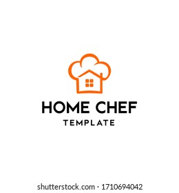 Home Chef logo design vector from creative combination of a house and a chef's hat,  good logo for catering, restaurant, home cooking, home industry etc.