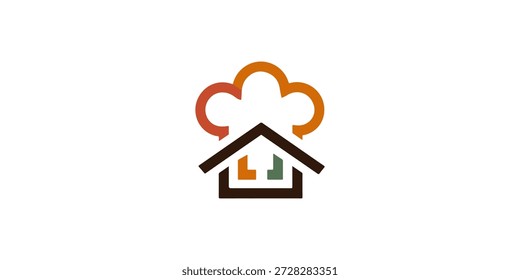 Home chef logo. Minimalist home chef and chef logo vector illustration.