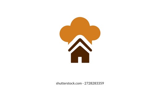 Logotipo do chef em casa. Ilustração minimalista do vetor do logotipo do chef e do chef em casa.