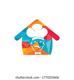 Home chef vector logo design. Food house logo concept.	