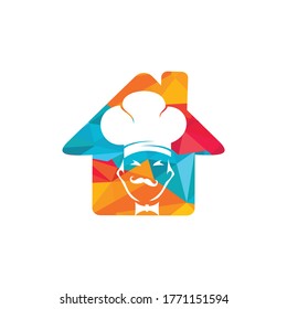 Home chef vector logo design. Food house logo concept.	