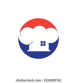 Chefkoch Vektor Logo Design-Vorlage. Kreative Kombination aus einem Haus und einem Kochmütze.