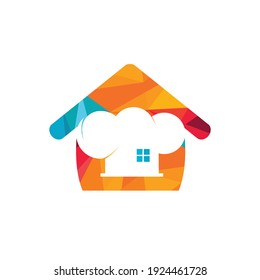 Home chef vector logo design template. Creative combination of a house and a chef's hat.