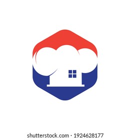 Home chef vector logo design template. Creative combination of a house and a chef's hat.