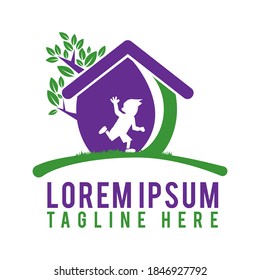 Home child care vector emblem sign symbol mark logotype. Vector illustration EPS.8 EPS.10