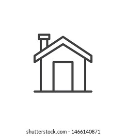 Home with chimney line icon. linear style sign for mobile concept and web design. House outline vector icon. Homepage symbol, logo illustration. Vector graphics