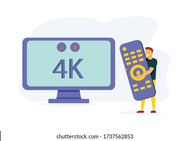 Heimkino, Elektronik und Multimedia. Moderne Unterhaltung, Freizeit und Vergnügen. UHD Smart TV, Smart TV Box, Smart TV Zubehör Metaphern. Vector isolierte Concept Metaphern Illustrationen.