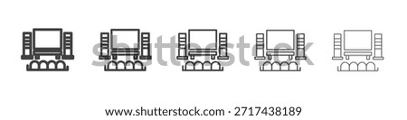 Home cinema icon in linear strokes concept