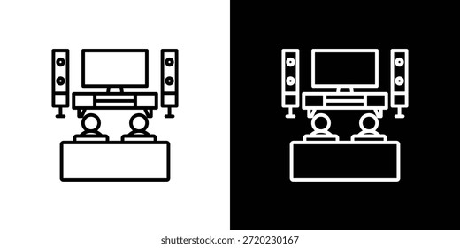 Elemento de logotipo de icono de cine en casa. Ilustración vectorial. EPS10