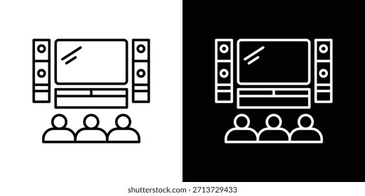 Ícone do cinema em casa, esboço do sinal do vetor, download do design do logotipo