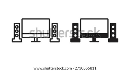 Home cinema icon set. minimal logotype web element pack.