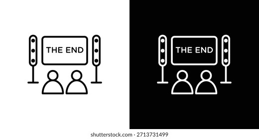 Icono de cine en casa. Símbolo plano simple. Ilustración de pictograma de contorno negro perfecto
