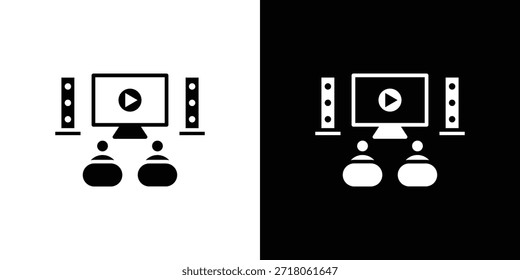 Icono de cine en casa. Pictograma simple de alta calidad. Estilo sólido moderno