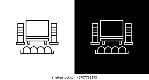 Heimkino-Symbol. dünne Linie für Web und Mobile, moderner minimalistischer Stil