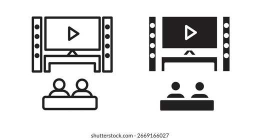 Icono de cine en casa. Ilustración vectorial. Ilustración vectorial aislada. Ilustración EPS.
