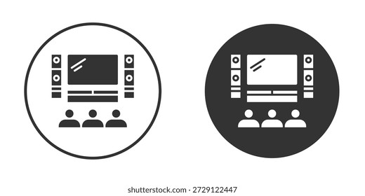 Silueta de Vector de icono de cine en casa en negro. Vector de icono plano simple.