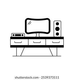 Home Cinema icon with white background vector stock illustration