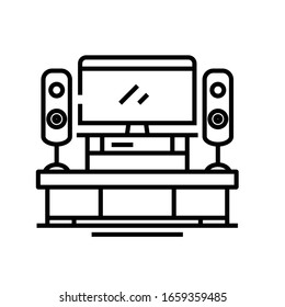 Home cinema line icon, concept sign, outline vector illustration, linear symbol.