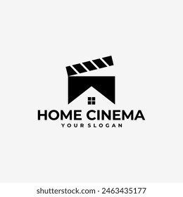 HOME CINEMA MOVIE FILM HOUSE LOGO ICON ILLUSTRATION