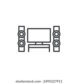 Home cinema outlined icon isolated on white background