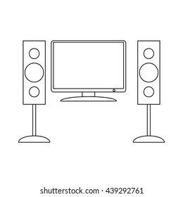 Home cinema with sound speaker icon