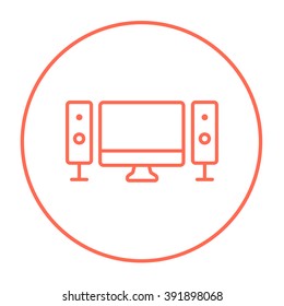 Icono de línea del sistema de cine en casa.