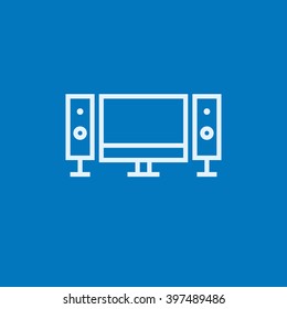  Icono de línea del sistema de cine en casa.