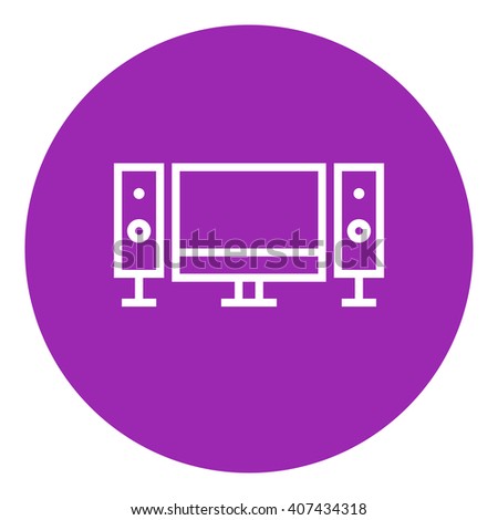 Home cinema system line icon.