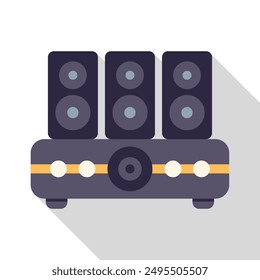 Sistema de cine en casa que reproduce música alta con subwoofer y tres altavoces