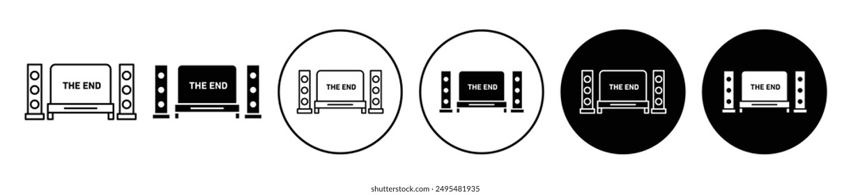 Home cinema thin line vector icon set.