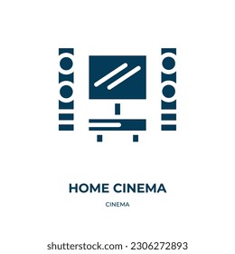 home cinema vector icon. home cinema, cinema, home filled icons from flat cinema concept. Isolated black glyph icon, vector illustration symbol element for web design and mobile apps